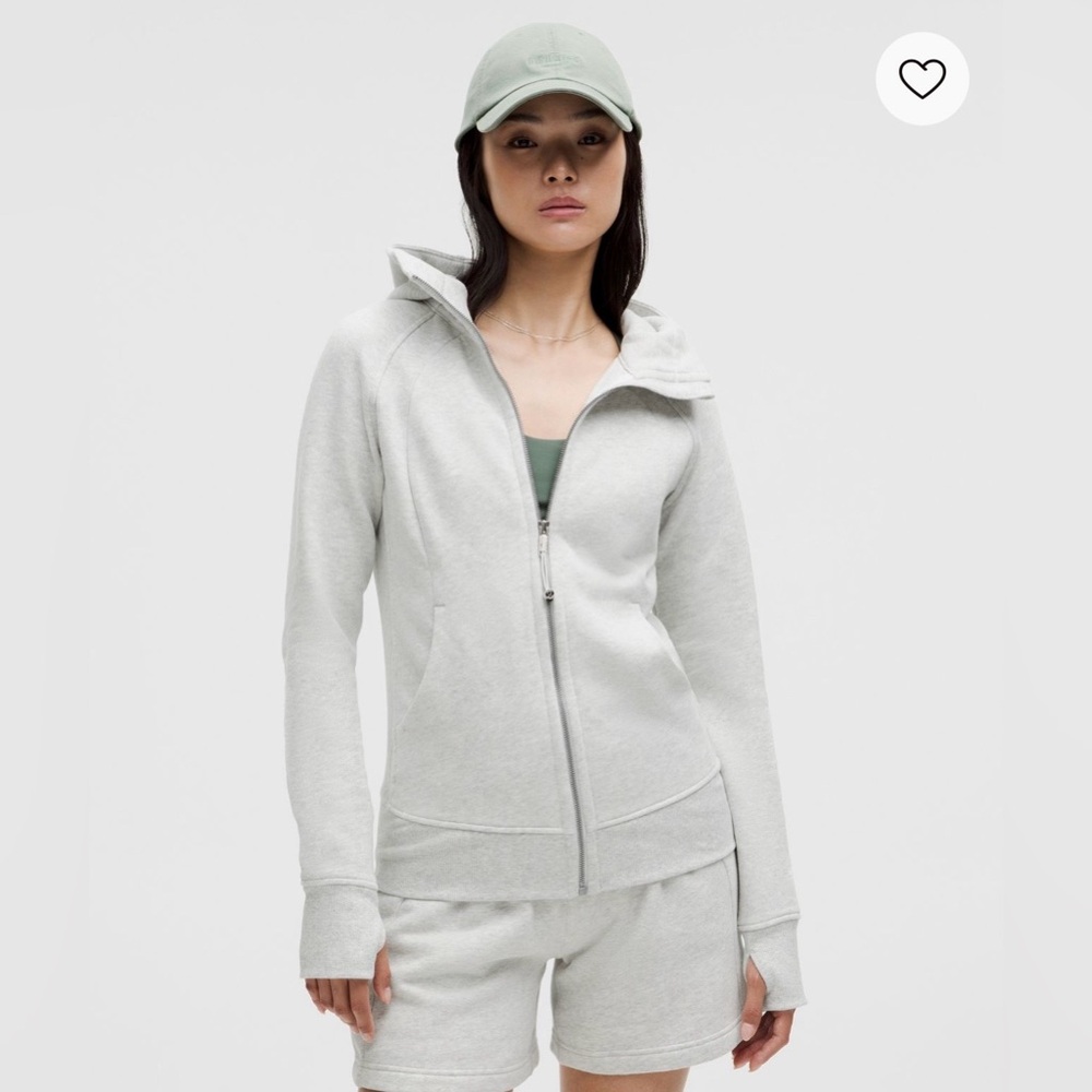 Lululemon Scuba Full-Zip Hoodie, Heathered Core Ultra Light Grey, Size 16